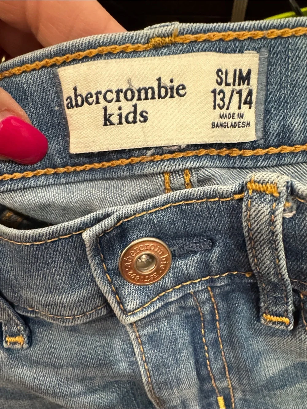 abercrombie kids slim  Blue Skinny Jeans with Back Pocket Stitching